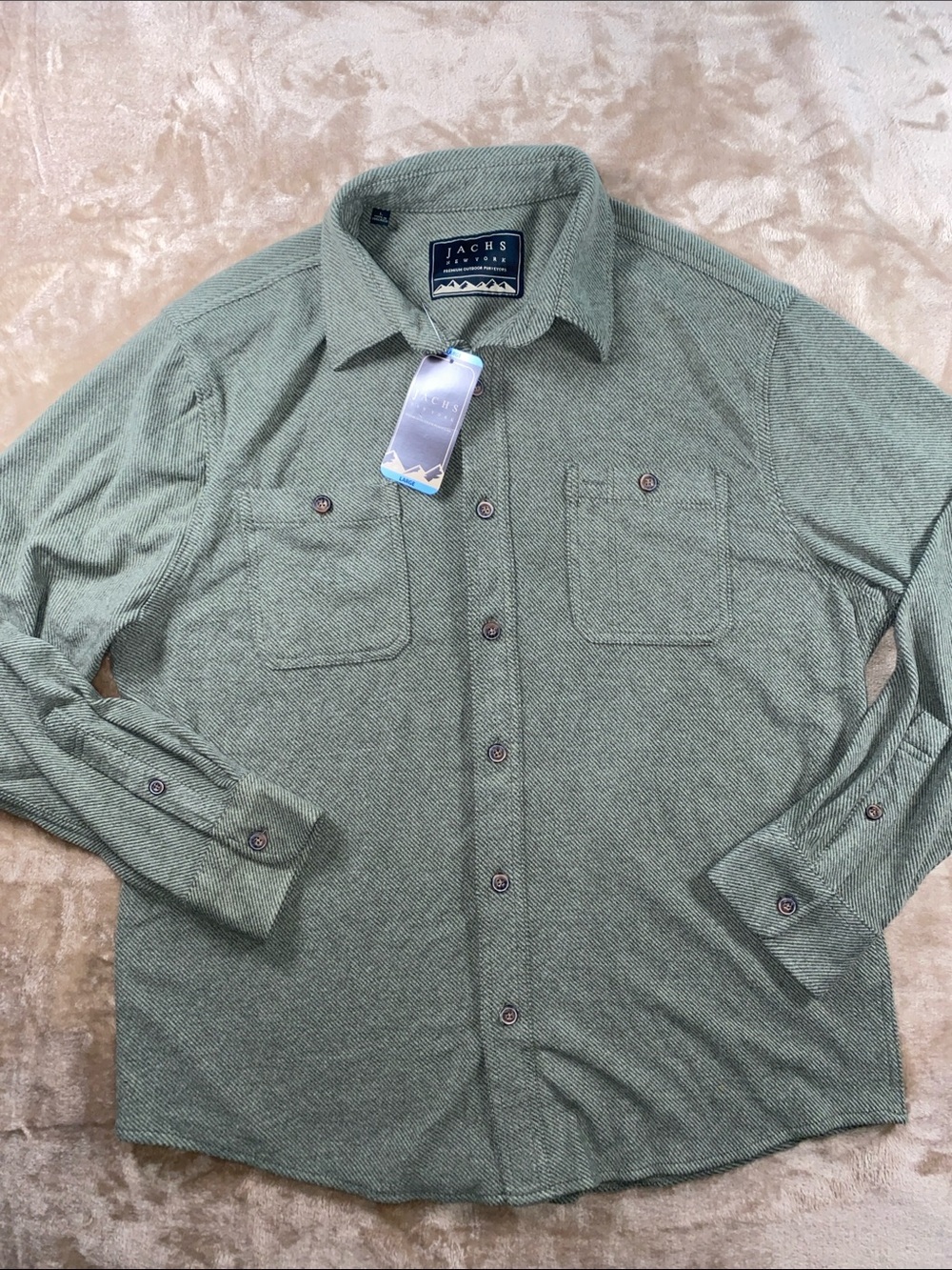 Jachs Classic knit outdoor Green Long-Sleeve Button-Up Shirt